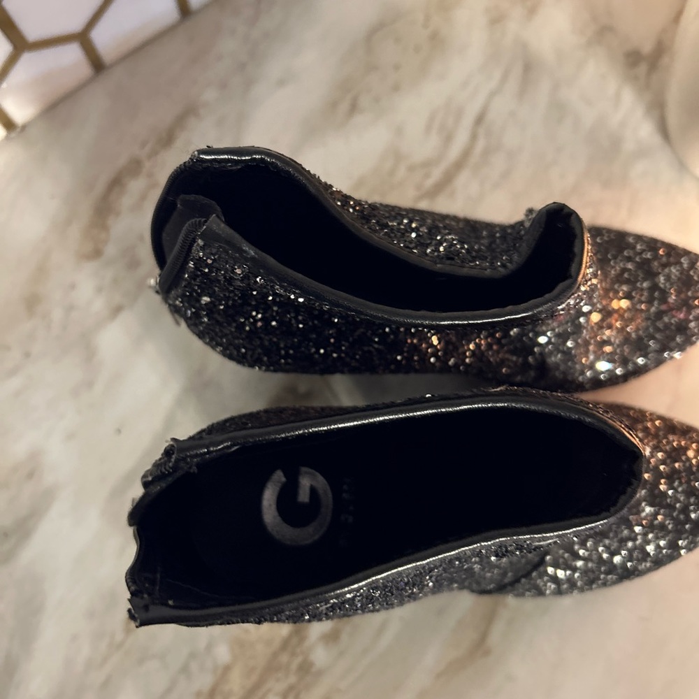 Black Glitter Chunky Heel Booties - Picture 8 of 10